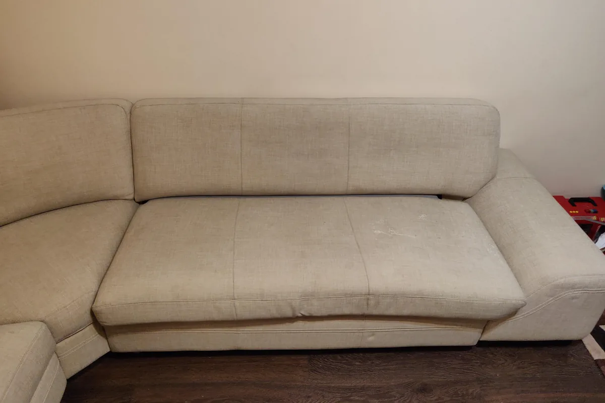 The same sofa after hot water extraction