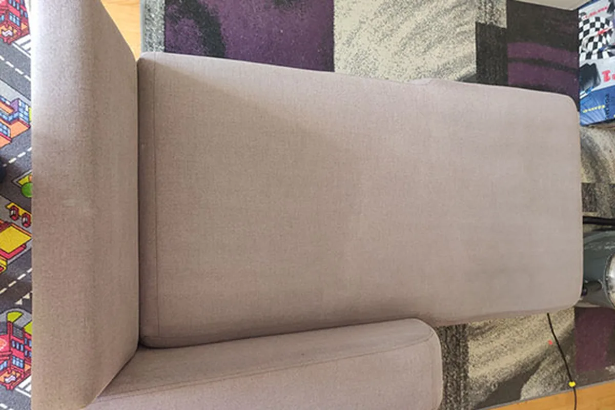 Sofa back and seat, marks along the seam — after cleaning by SevenClean
