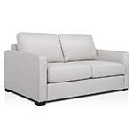 Modern, comfortable light grey two-seater sofa.