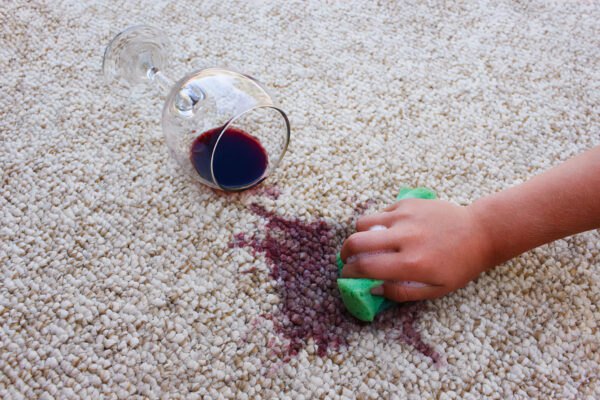 How to clean a carpet or rug that's been stained with red wine?  Sevenclean-1-1